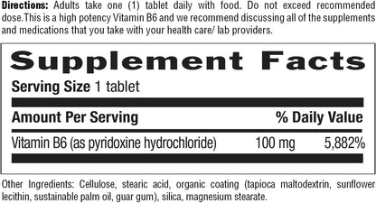 Country Life Vitamina B-6 100mg, 100 – Sistema inmunitario: Ayuda al funcionamiento normal del sistema – Image 3