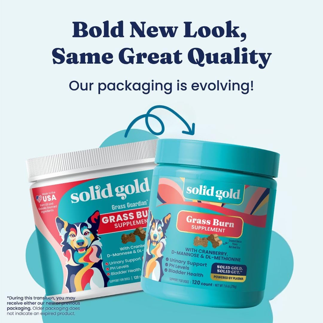 Solid Gold Masticables para Perros para Reparar el Césped - Neutralizador de Orina con Apoyo Urinario, Riñón, Vejiga y pH - Sabor a Bacon - 120 unidades