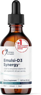 Designs for Health Emulsi-D3 Synergy - Vitamina D3 y K2 en Emulsión (2000 UI, 1.8 oz)
