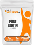 BulkSupplements.com Pure Biotin Powder - Vitamin B7, Gluten-Free, 1 mg per Serving, 1 kg (2.2 lbs) - Professional Use