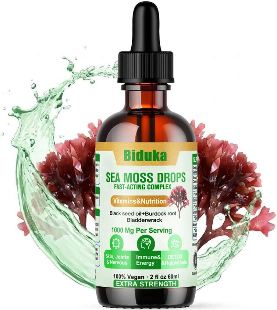 Biduka Gotas de Musgo de Mar con Aceite de Comino Negro, Vitamina C y Zinc