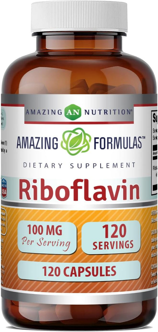 Amazing Formulas Riboflavina (Vitamina B2) 100 mg, 120 Cápsulas