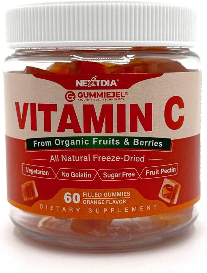 Organic Vitamin C Gummies 120mg for Adults, Sugar Free, 2 Pack