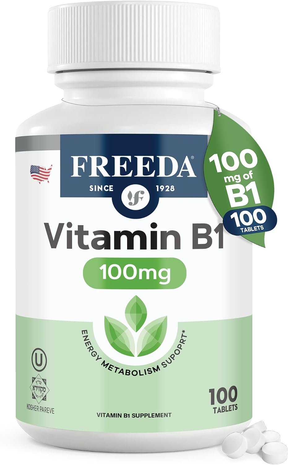 Freeda Vitamina B1 Tiamina 100 mg - 100 Comprimidos (Tiamina HCl)