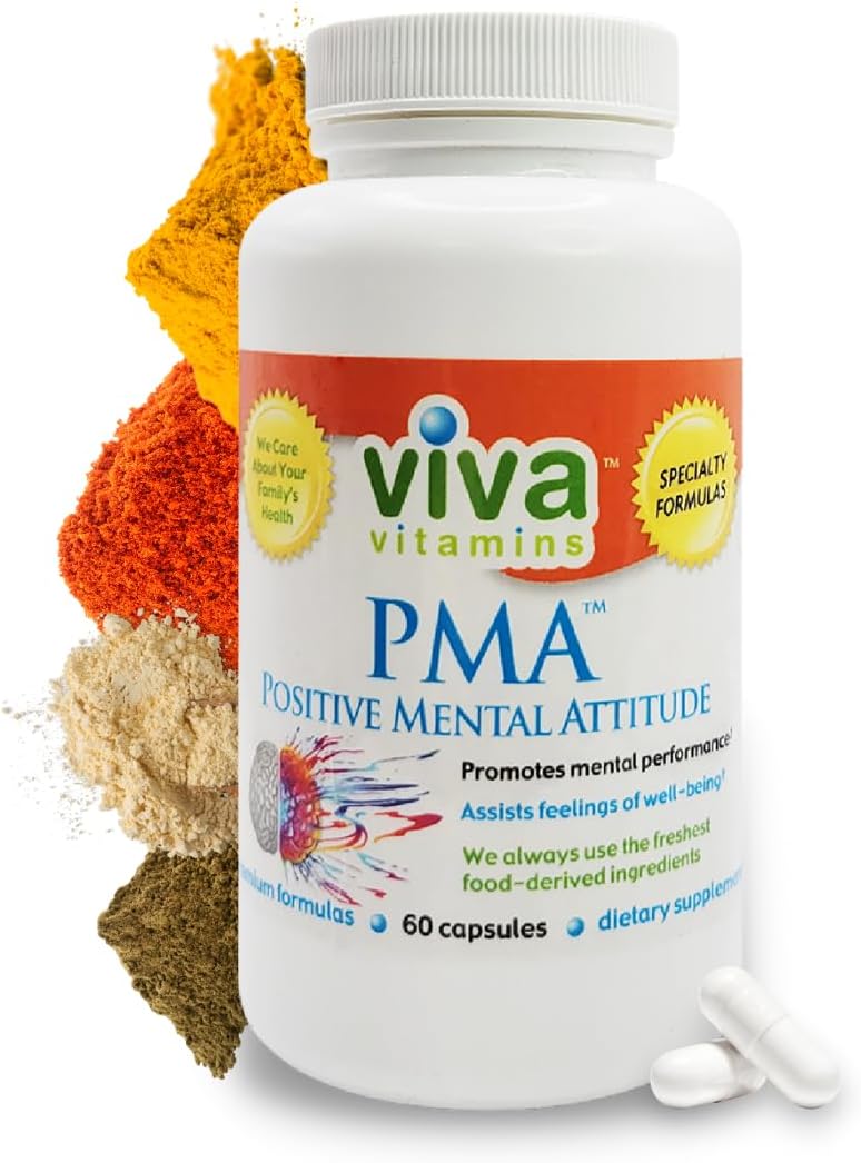 Viva Vitamins PMA Positive Mental Attitude - Suplemento para el Estado de Ánimo (60 Cápsulas)