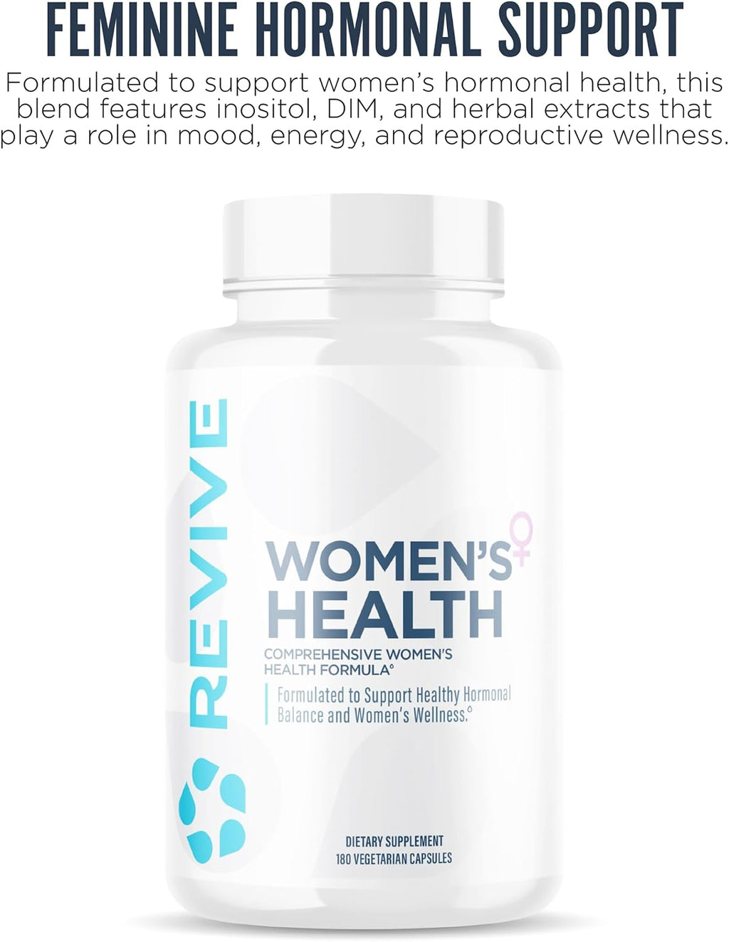 Revive MD Hormone Balance for Women – Suplemento de equilibrio hormonal con Myo-Inositol, Chaste Berry, DIM, Vitaminas C y E, Aceite de Onagra (180 Cápsulas)