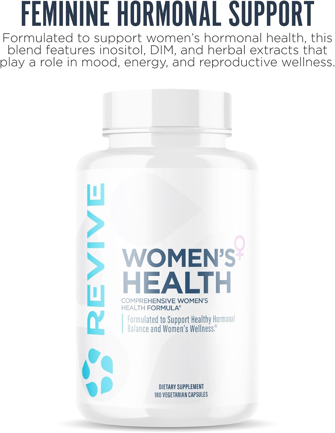Revive MD Hormone Balance for Women – Suplemento de equilibrio hormonal con Myo-Inositol, Chaste Berry, DIM, Vitaminas C y E, Aceite de Onagra (180 Cápsulas)
