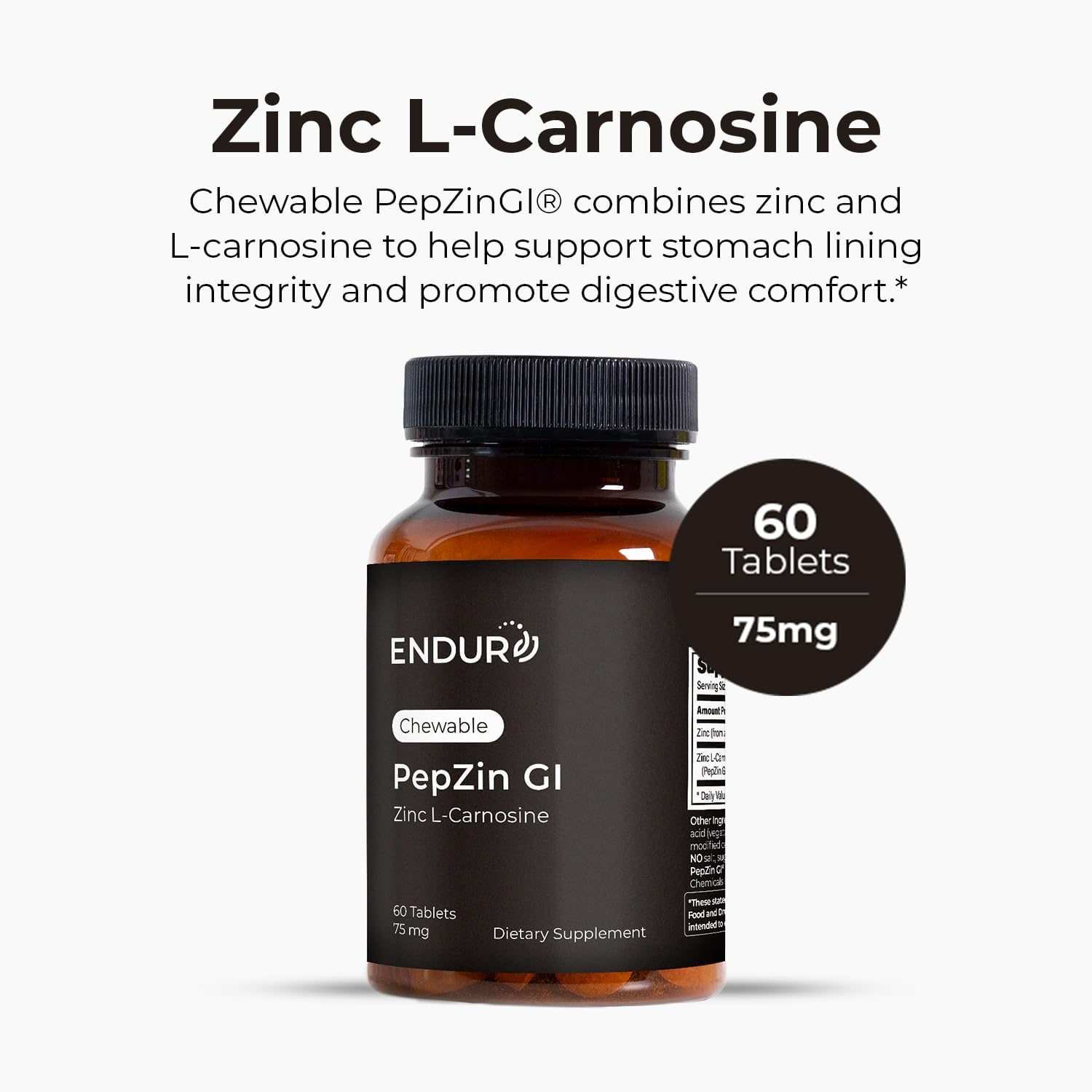 ENDUR PepZinGI Zinc-Carnosina 75 mg (60 tabletas masticables)