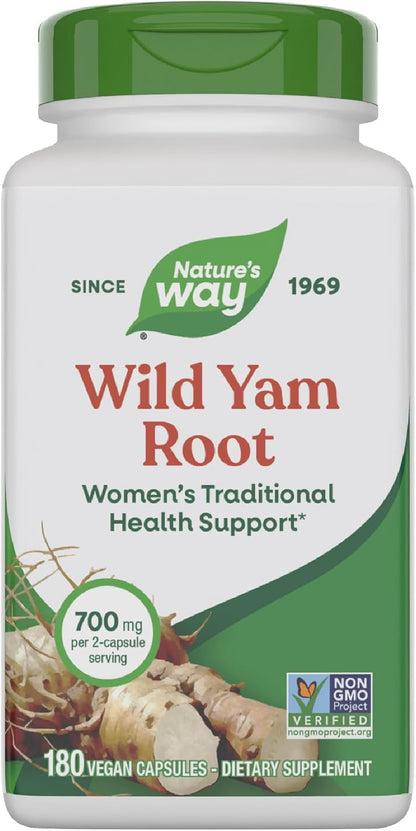 Nature's Way Cápsulas de Raíz de Ñame Silvestre, 700 mg por 2 cápsulas, 180 cápsulas veganas – Image 1
