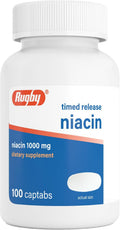 Rugby Timed-Release Niacin 1000mg, 100 Comprimidos