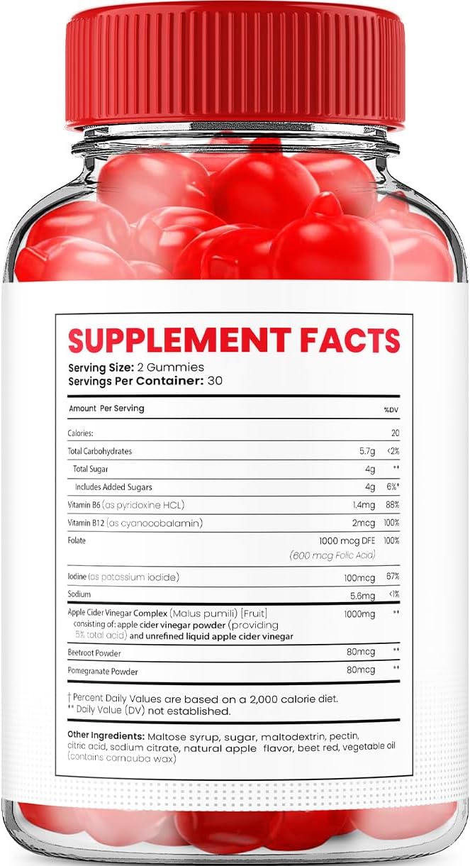 Vital Surge Gummies – Gomitas Avanzadas de Vinagre de Manzana 1000 mg con Vitamina B12 (Paquete de 3 - 180 gominolas)