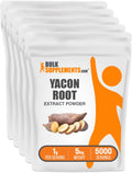 Yacon Root Extract Powder - Endulzante Natural Rico en Fibra - Sin Gluten, 1g por Porción, 1 kg (Pack de 5)
