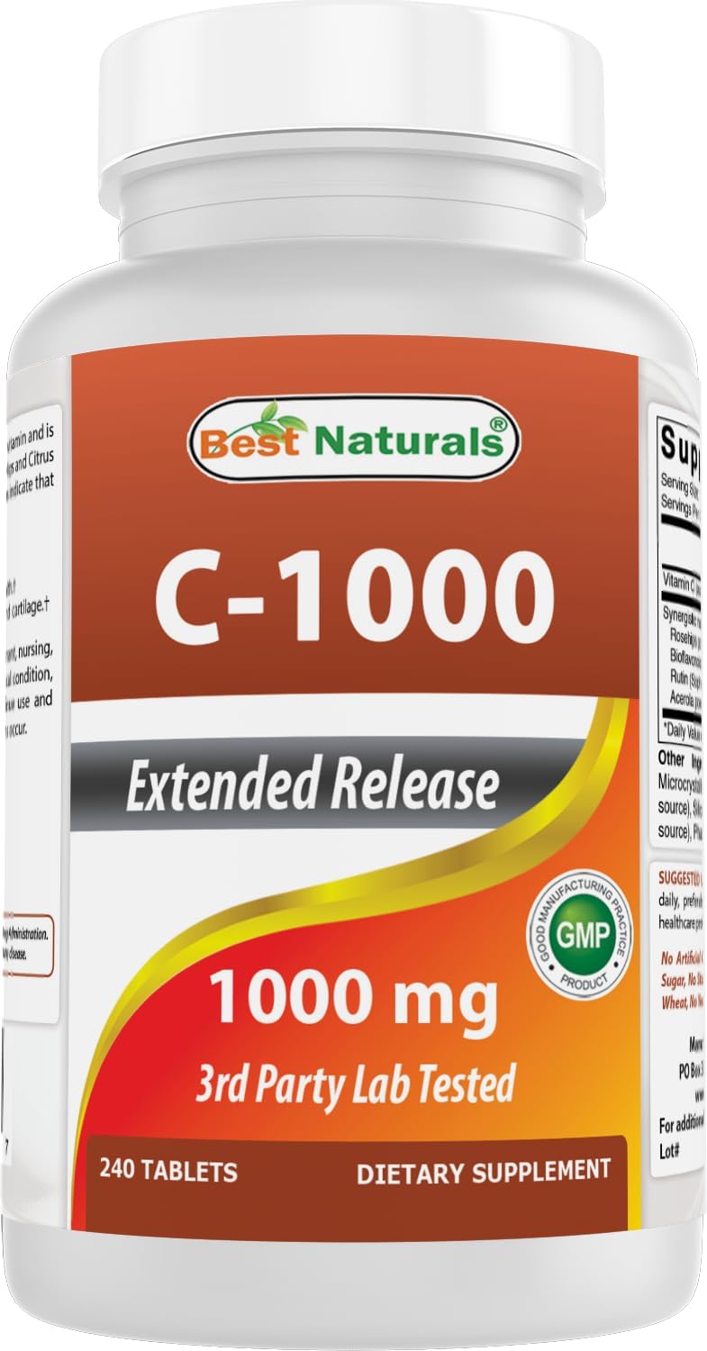 Best Naturals Vitamin C 1000 mg con Rosa Mosqueta y Bayas, 240 Comprimidos