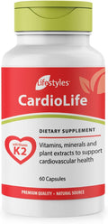 Intra Lifestyles CardioLife Supplement - Apoyo Cardíaco Herbal con Vitamina K2 (MK7), Ácido Fólico, Remolacha, Cayena y Más – 60 Cápsulas