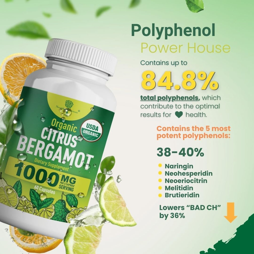 Complemento Orgánico de Bergamota Cítrica - 1000 mg - 120 Cápsulas