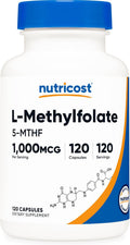Nutricost Metilfolato 1000mcg, 120 Cápsulas Vegetarianas - Sin Gluten, No-GMO (Folato Metilado)