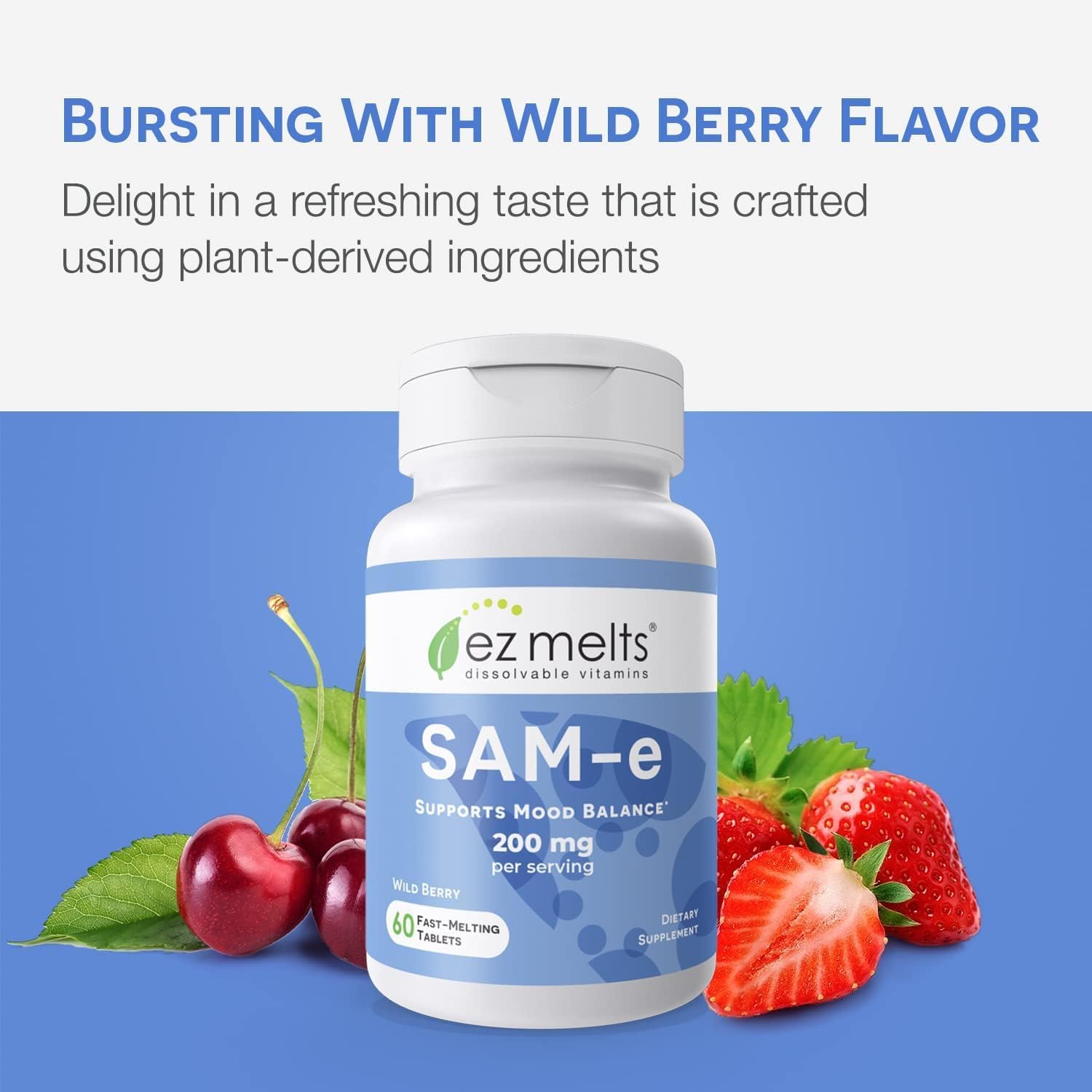 EZ Melts SAM-e Supplement 200 mg, Dissolvable Tablets, Sugar-Free, 1 Month