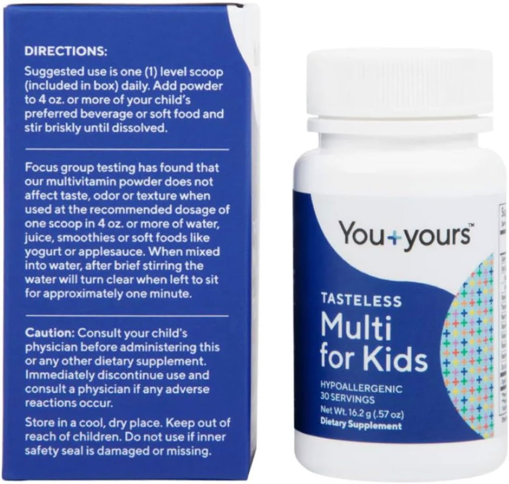 You+yours Multivitamínico en Polvo Sin Sabor para Niños y Bebés - Sin Azúcar, Edulcorantes, Sabores ni Conservantes. 30 Dosis.