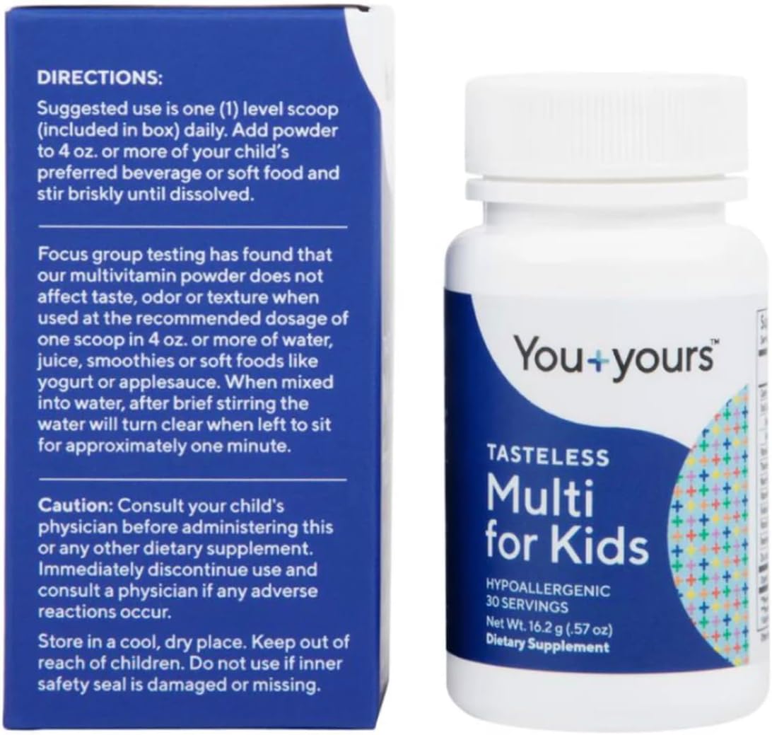 You+yours Multivitamínico en Polvo Sin Sabor para Niños y Bebés - Sin Azúcar, Edulcorantes, Sabores ni Conservantes. 30 Dosis.