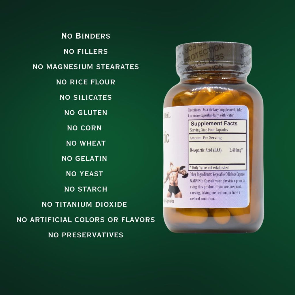 Barlowe's Herbal Elixirs Ácido D-Aspártico 600 mg - 60 Cápsulas Veganas