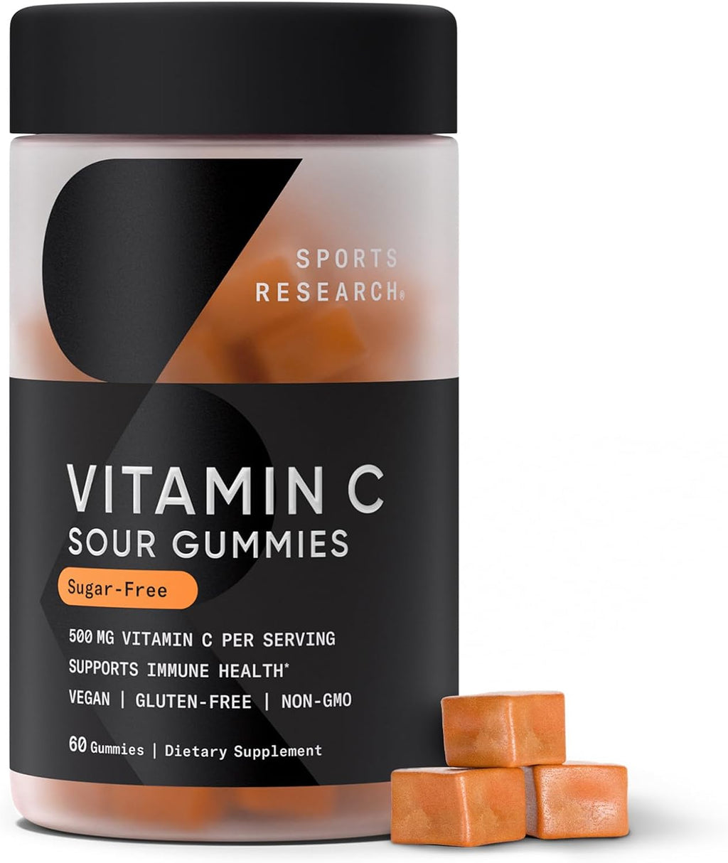 Sports Research Gominolas de Vitamina C 500 mg - Sin Azúcar y Veganas (60 Gominolas)