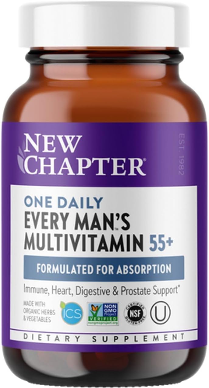 New Chapter Multivitamin for Men 50+ - Once-Daily with Fermented Probiotics, Whole Foods, and Astaxanthin - 24 Tablets