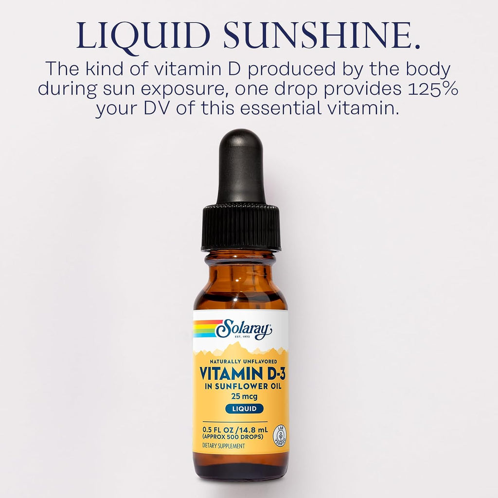 Solaray Liquid Vitamin D3 – 25 mcg (1000 IU) per Drop – 15 ml (0.5 oz)