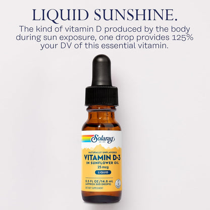 Solaray Vitamina D3 Líquida – 25 mcg (1000 – El mantenimiento de los huesos en condiciones normales. – Image 3
