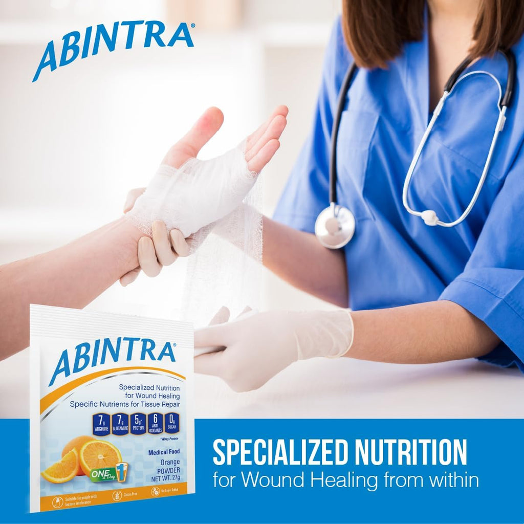 ABINTRA Nutrición para Cicatrización con L-Arginina, Sabor Naranja, 6 Sobres