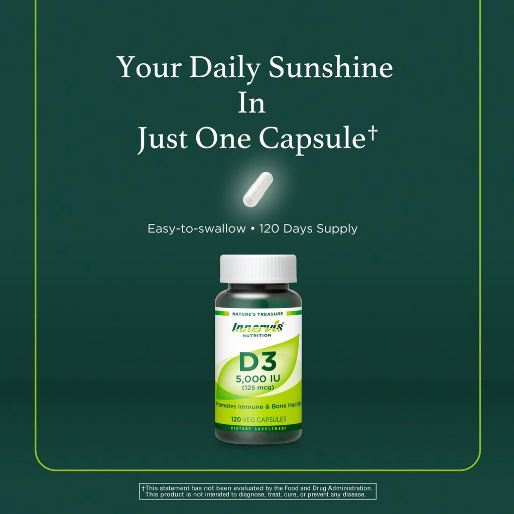 Vitamina D3 5000 IU – 120 Cápsulas Vegetales – Innervisnutrition