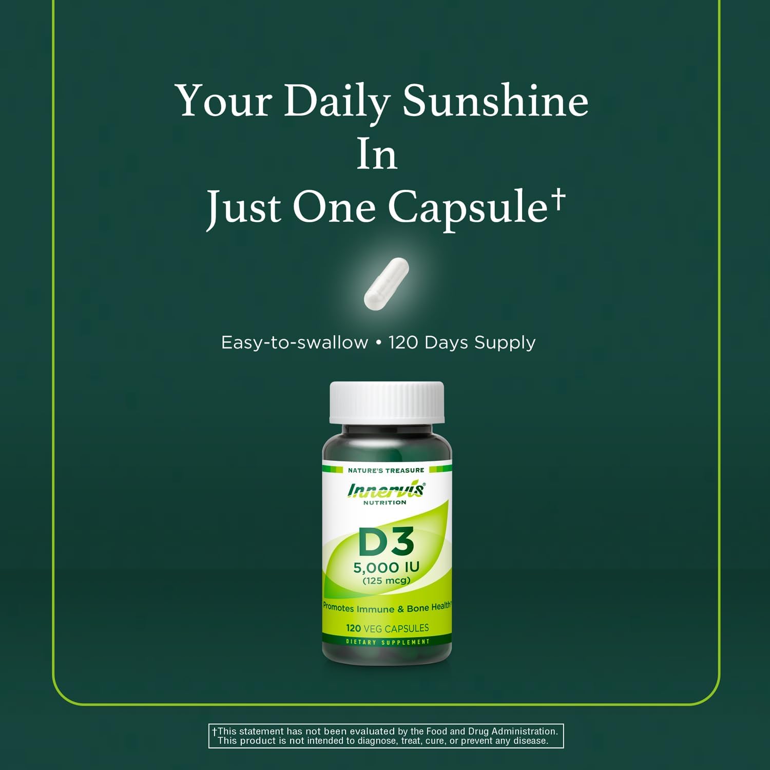 Vitamina D3 5000 IU – 120 Cápsulas Vegetales – Innervisnutrition