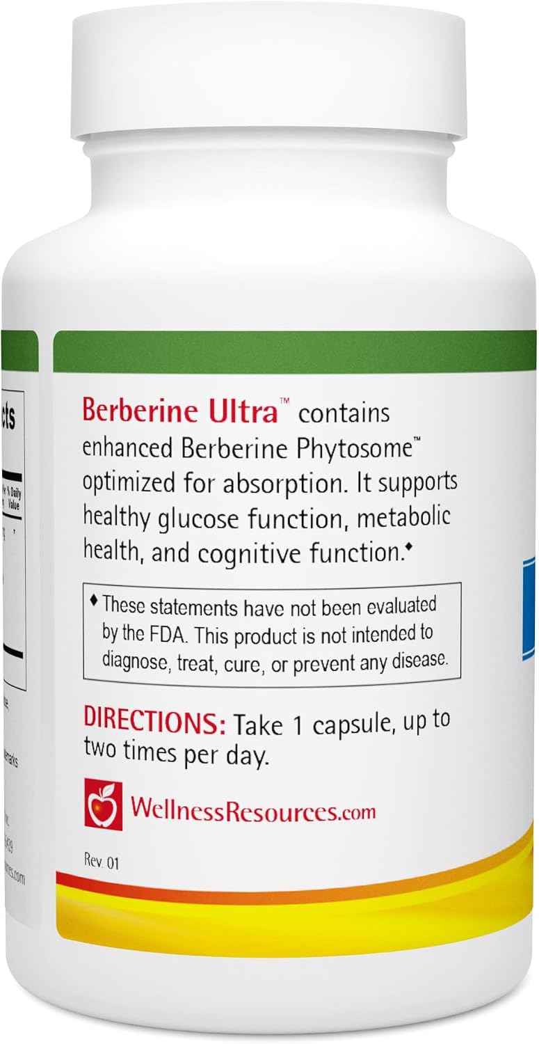 Wellness Resources Berberine Ultra - Absorción Avanzada con Fitosoma (550mg, 60 Cápsulas Veganas)