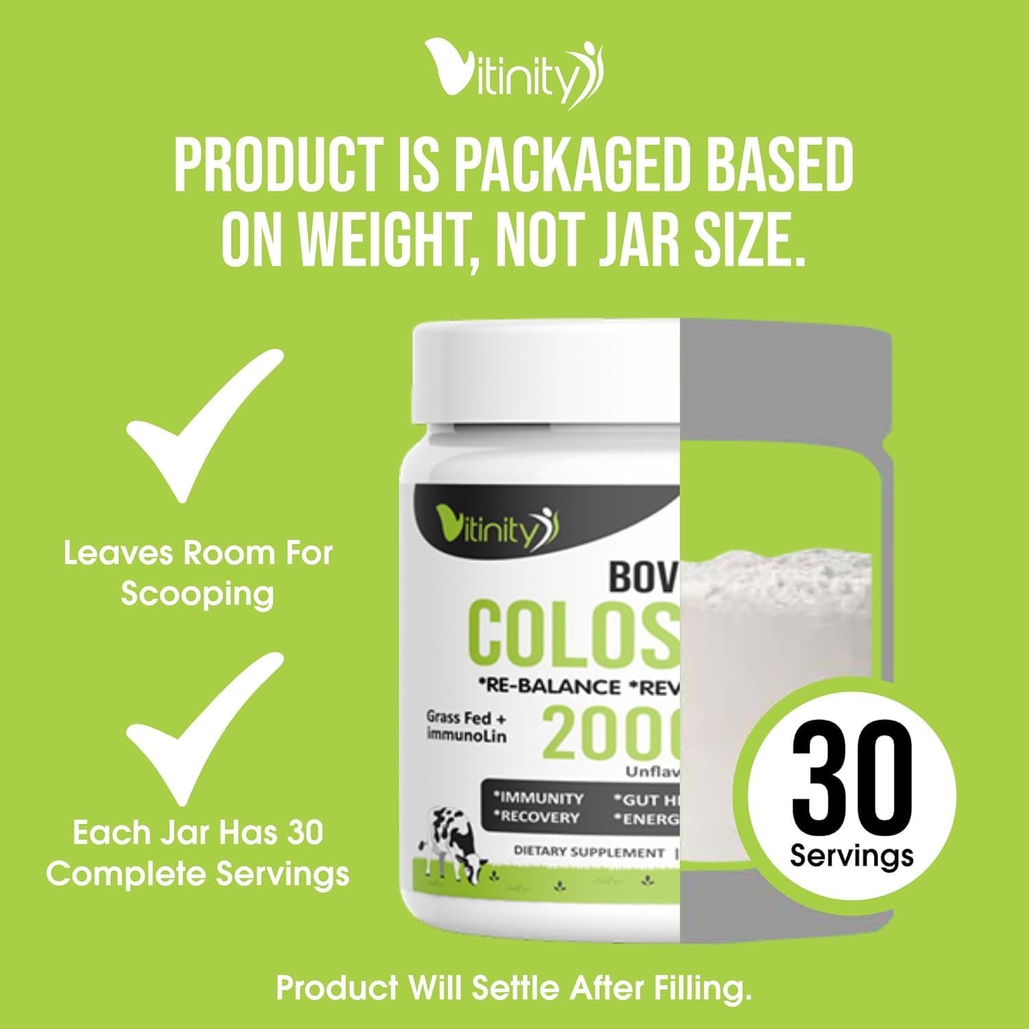 VITINITY Calostro Bovino en Polvo de Pasto - 90g, Sin Sabor