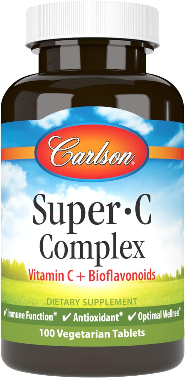 Carlson Super-C Complex - Vitamina C + Bioflavonoides, 100 Comprimidos Vegetarianos