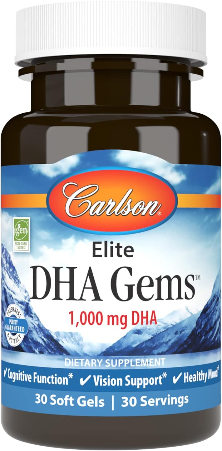 Carlson Elite DHA Gems, 1000 mg DHA, 30 cápsulas blandas