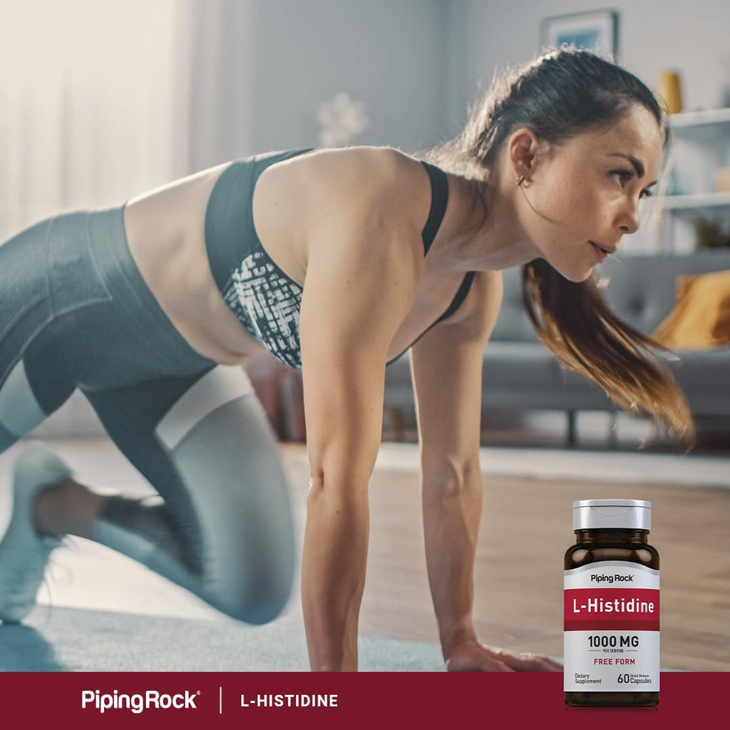 Piping Rock L-Histidina 1000 mg | 60 Cápsulas | Suplemento de Aminoácido Esencial Sin OGM y Sin Gluten