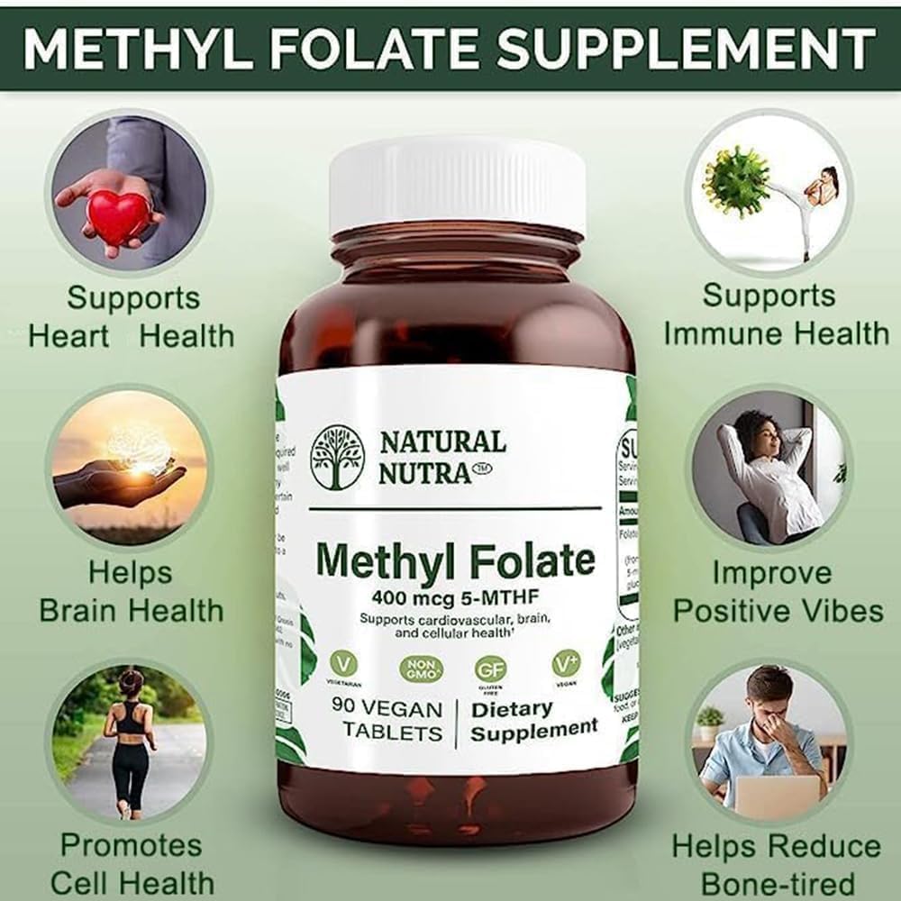 Natural Nutra Active Methyl Folate con Quatrefolic – 270 Comprimidos Veganos (3×90)