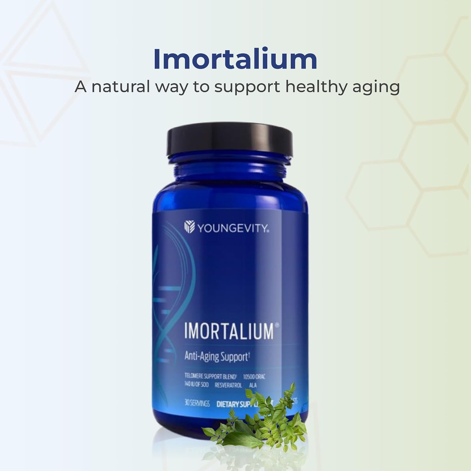 Youngevity Imortalium® - Salud Telomérica, Fucoxantina, Mezcla de Carotenoides, Mezcla de Fucoidan, MSM, Glutatión, Mezcla Rejuvenecedora para la Piel + 12 Alimentos Integrales 120 Cápsulas