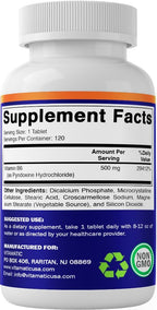Vitamatic Vitamina B6 (Piridoxina HCl), 500 mg – 120 Comprimidos Vegetarianos