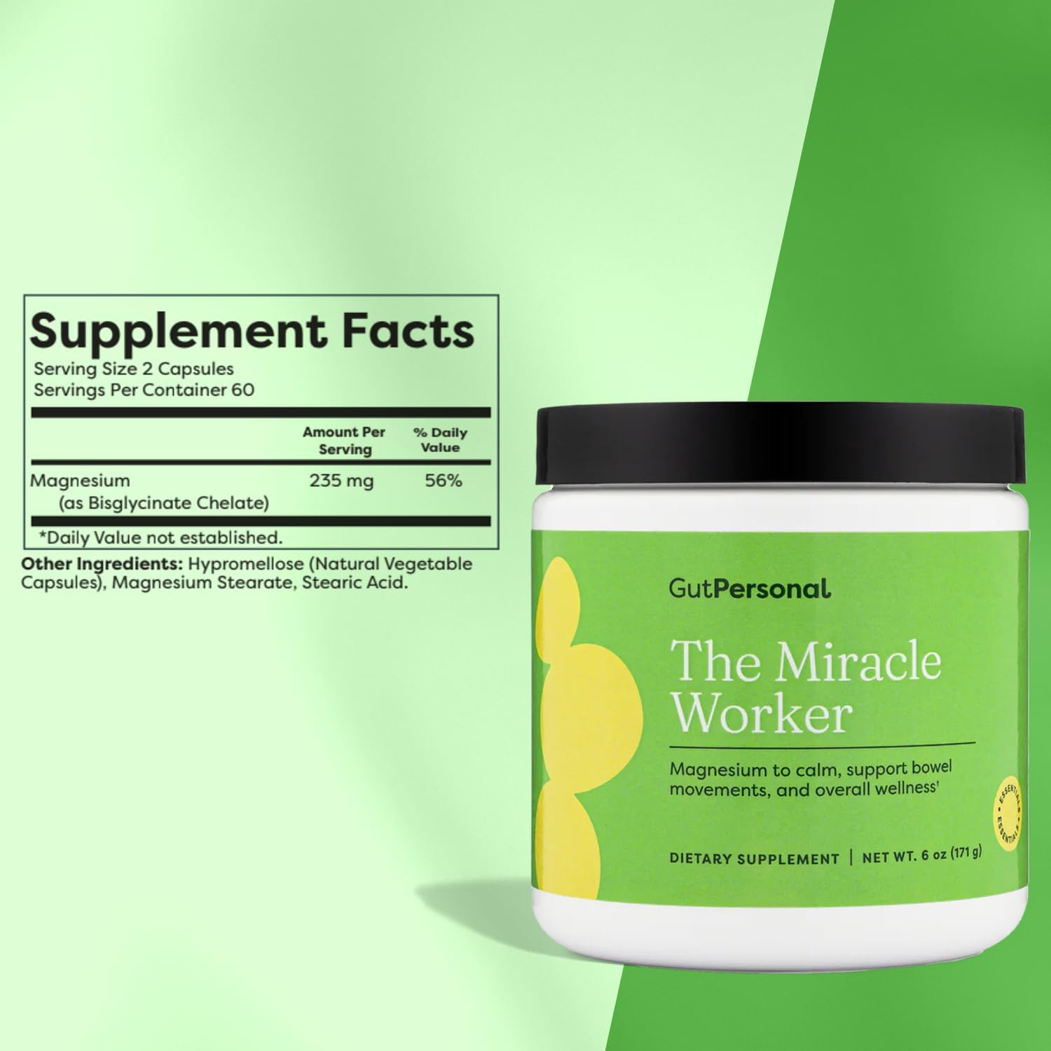 GutPersonal The Gut Fix™ Pack: The Miracle Worker Magnesio en Polvo, Sabor Fresa, 30 Dosis + The Booster Probiótico, Cápsulas, 60 Dosis
