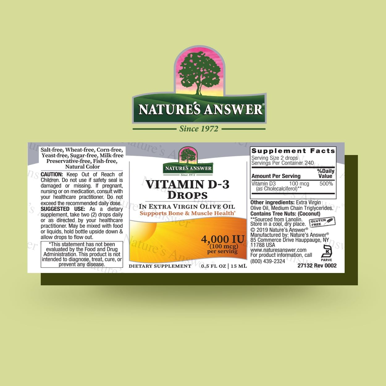 Nature's Answer Platinum Vitamina D3 4000 UI – Suplemento Líquido en Gotas