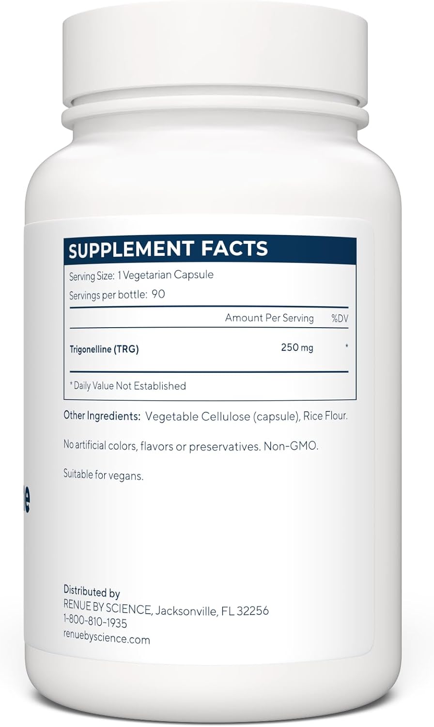 Renue By Science Trigonelline | Trigonelina 250mg - Suplemento de Niacina Metilada TRG | No-GMO | Sin Enrojecimiento