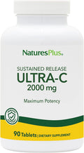 NaturesPlus Ultra-C 2000 mg - 90 Comprimidos (Pack de 2) - Vitamina C con Escaramujo - Apoyo Inmunitario y Antioxidante - Vegetariano, Sin Gluten - 180 Tomas