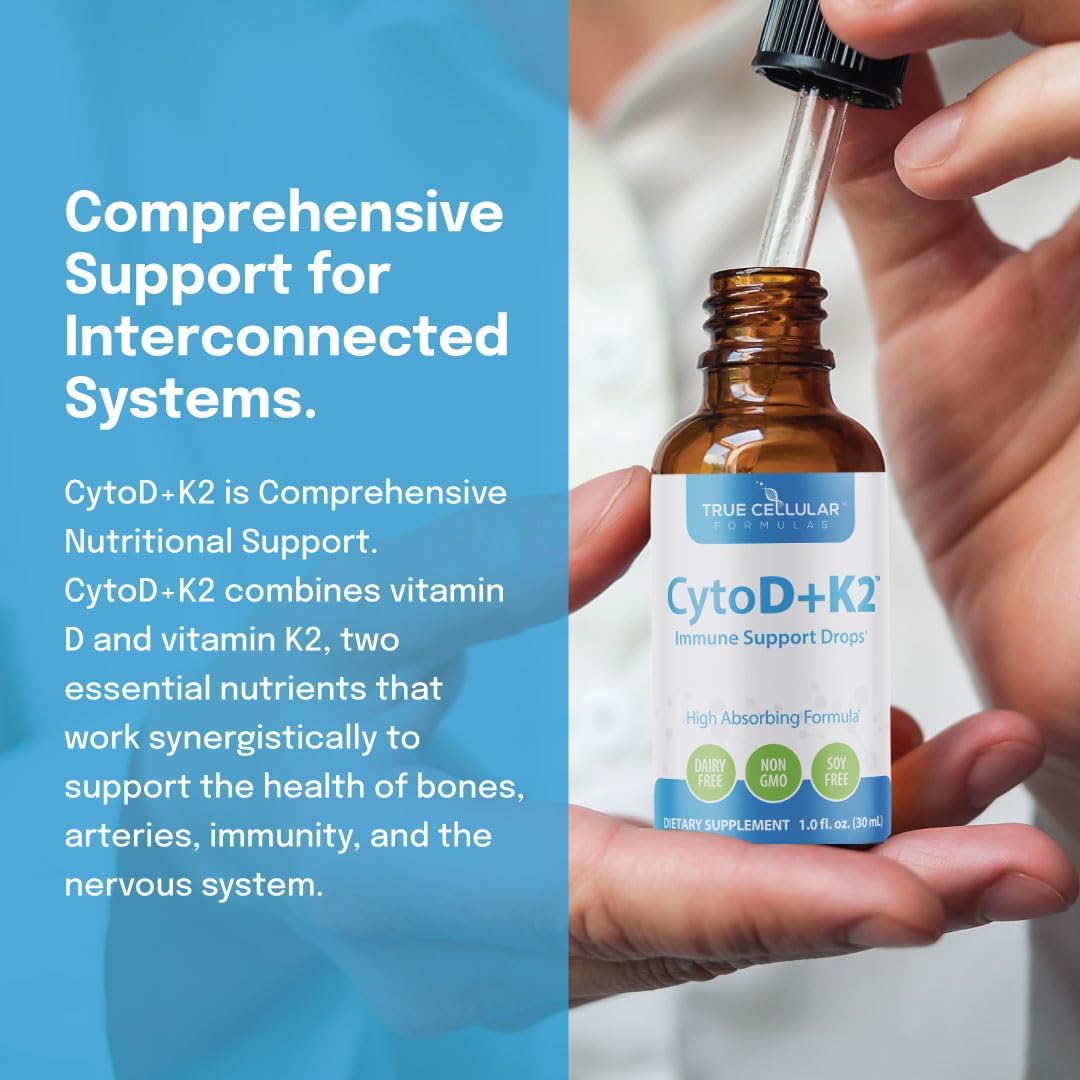 True Cellular Formulas Vitamina D3 2200 UI + K2 MK-7 Gotas Líquidas