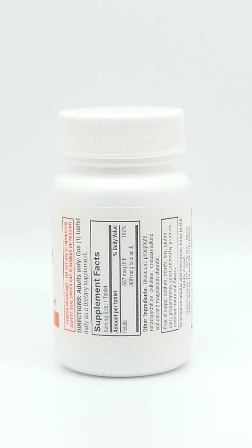 Rugby Laboratories Ácido Fólico 400 mcg - Complemento de Vitamina B9 - 100 Comprimidos