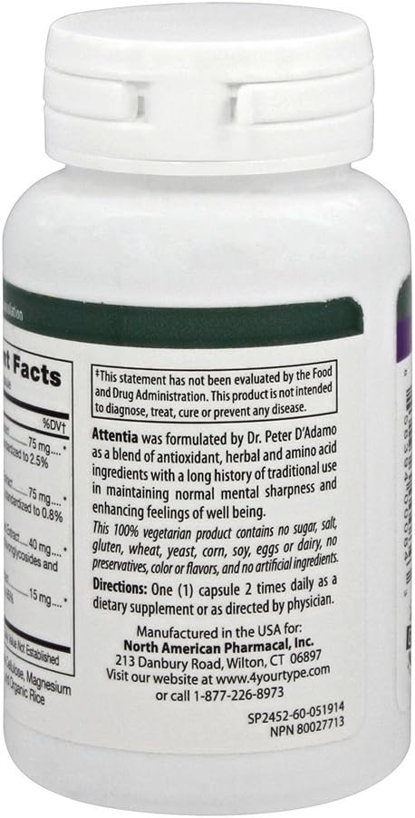 D'Adamo Personalized Nutrition Attentia, 60 Comprimidos