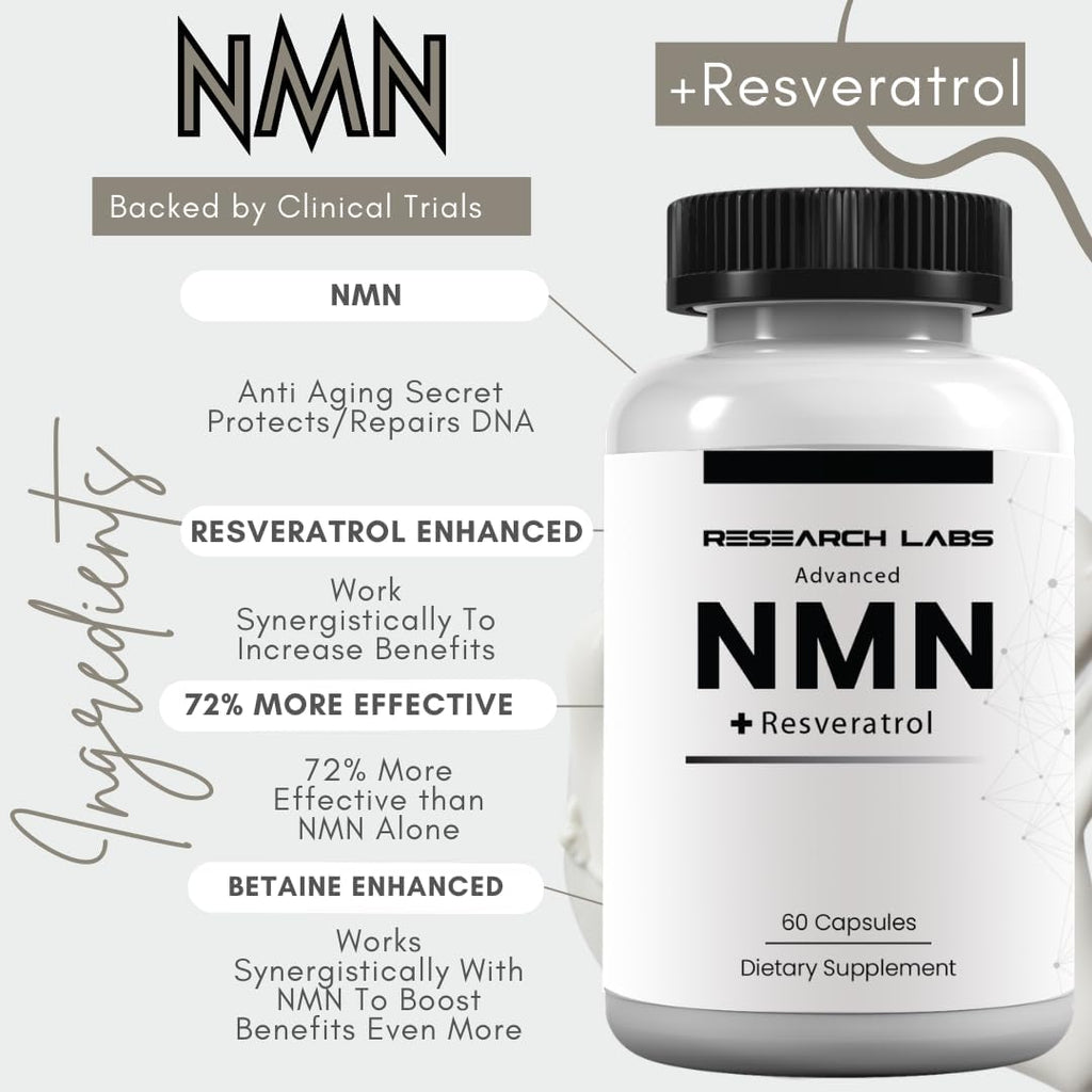 Research Labs Advanced NMN Resveratrol & Betaine (TMG) Longevity Formula
