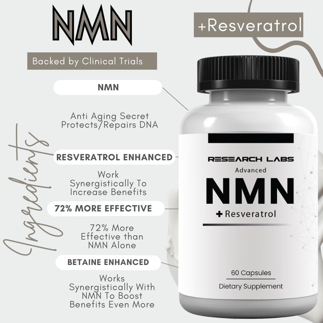 Research Labs Advanced NMN Resveratrol & – Resveratrol: Polifenol con propiedades antioxidantes que contribuye a – Image 2