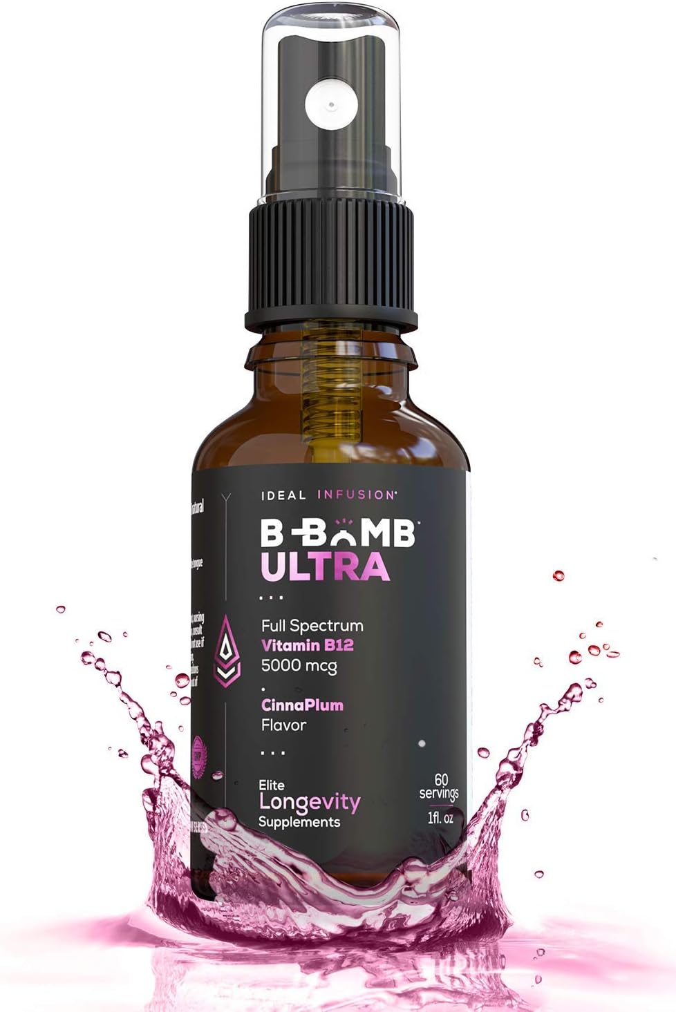 B-Bomb Triple B12 Spray 5000 mcg - Metilcobalamina, Adenosilcobalamina, Hidroxocobalamina - Sabor Orgánico Ciruela Canela