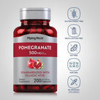 Piping Rock Cápsulas de Extracto de Granada | 500 mg | 200 Unidades | Fórmula Estandarizada con Ácido Elágico | Suplemento No Transgénico y Sin Gluten
